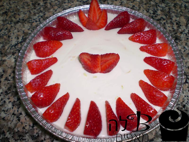 עוגת גבינה קרה עם תותים